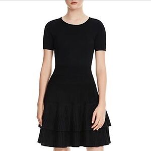 Maje tiered black mini dress